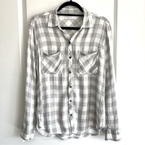 Abercrombie & Fitch - white and grey flannel SIZE S